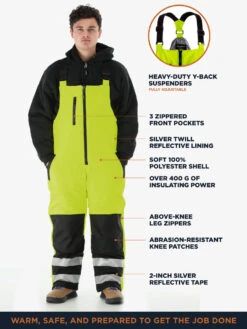 Refrigiwear HiVis Insulated Softshell Bib Overalls -Refrigiwear 0497L HiVis Insulated Softshell Bib Overalls 07043.1693487818
