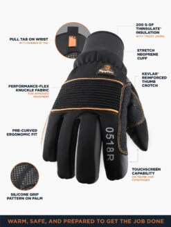 Refrigiwear PolarForce® Gloves -Refrigiwear 0518 200G Thinsulate Insulated Lined PolarForce Gloves with Grip Assist Black 15787.1682360013