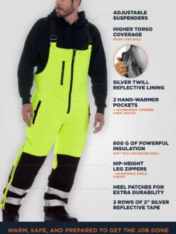 Refrigiwear HiVis Extreme Softshell Bib Overalls -Refrigiwear 0797HV Extreme Softshell Bib 71600.1693487709