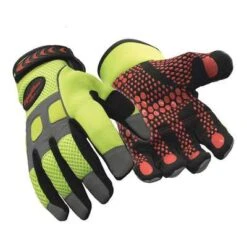 Refrigiwear Mechanics Gloves: L ( 9 ), 30°F Min Temp, Neoprene With Silicone Grip, Lime, Lime, 1 PR