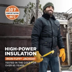 RefrigiWear Men's Iron-Tuff Jackoat Insulated Workwear Jacket With Fleece Collar