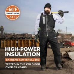 RefrigiWear Men's Insulated Extreme Softshell High Bib Overalls -60F Protection
