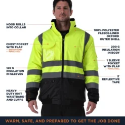 RefrigiWear HiVis Insulated Fleece Lined Waterproof Bomber Jacket