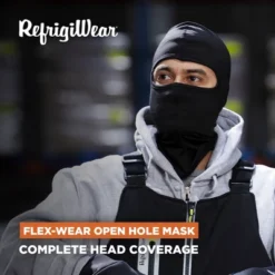 RefrigiWear Flex-Wear Lightweight Lined Long Neck Open Hole Balaclava Face Mask