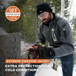 RefrigiWear Mens Warm Fleece Lined Extreme Sweater Jacket With Reflective Piping