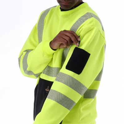 RefrigiWear High Visibility Hi Vis ANSI Type R, Class 3 Breathable Safety Crewneck Sweatshirt 3 RefrigiWear High Visibility Hi Vis ANSI Type R, Class 3 Breathable Safety Crewneck Sweatshirt - Image 3