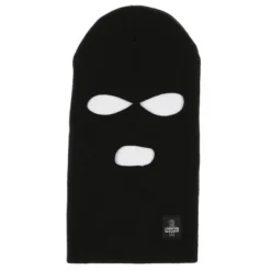 RefrigiWear Warm Double Layer Acrylic Knit 3-Hole Balaclava Face Mask (Black, One Size Fits All)