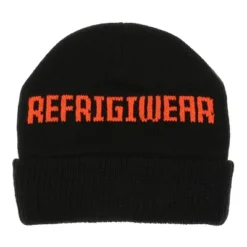 RefrigiWear Soft Acrylic Knit Winter Watch Cap (Black With Logo, One Size Fits All)