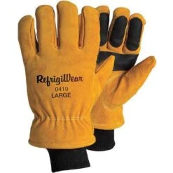 Refrigiwear Cold Protection Gloves, Fleece Lining, Knit Wrist Cuff, Gold, XL, PR 1