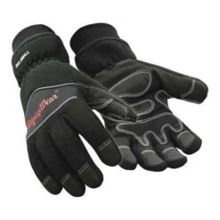 Refrigiwear Mechanics Gloves: L ( 9 ), -20°F Min Temp, Synthetic Leather With PVC Grip, Black, 1 PR